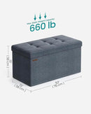 SONGMICS Mazie Collection - 30 Inches Folding Storage Ottoman Bench, Ottoman Foot Rest, End of Bed Bench, Storage Chest, Load 660 lb, for Living Room, Bedroom, Entryway, Misty Blue ULSF047Q01 by CozyNest Decor