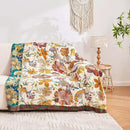 Boho Throw Blanket, 100% Cotton Ultra Soft Luxury Throw Rustic Quilt, 90"x98" Floral Printed Farmhouse Decor Bed Summer Blankets, All Season Rustic Reversible Bohemian Throw for Bed - White by CozyNest Decor