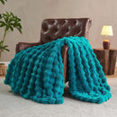 Lotus Karen Faux Fur Teal Throw Blanket - Big Bubble Rabbit Fluff Blanket for Couch Bed Sofa,Softest Fluffy Fuzzy Cozy Blanket,Thick Furry Plush Shaggy Warm Blankets for Women,50x60 Inches by CozyNest Decor