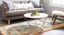Unique Loom Rosso Collection Vintage, Traditional, Bohemian, Geometric, Distressed, Southwestern Area Rug, 5' 0" x 8' 0", Beige/Orange by CozyNest Decor