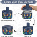 12oz Insulated Vacuum Food Jar with Buckle Lid Wide Mouth Soup Thermo for Hot Food Kids Leakproof Stainless Steel Lunch Container (Blue-Dinosaur) by TinyTreasures Baby Boutique