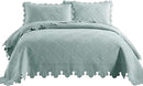 MarCielo 3-Piece 100% Cotton Oversized Bedspread Lightweight Quilt Coverlet Embroidery Farmhouse Bedding Set (Tk Aqua Green, Oversized Queen (100"x106")) by CozyNest Decor