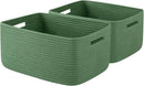 OIAHOMY Storage Basket for Shelves, Closet Cube Storage Bins Baskets for Clothes Blanket Towels, Baby Nursery, Toy Baskets Box, Woven Rope Basket, 17.72*12.99*7.87 IN, 2 Packs Olive Green by TinyTreasures Baby Boutique