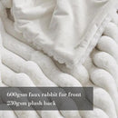 Amélie Home Faux Fur Throw Blanket for Couch, Cozy Fuzzy Fluffy Fur Luxurious Soft Striped Plush Gift Blankets for Family Sofa Chair Bed Living Room Bedroom, 55"x70", Ivory by CozyNest Decor