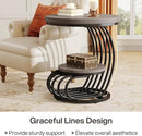 Tribesigns Round End Table: 2 Tiers Wood Side Table Set of 2 with Storage Shelf, Rustic Gray Bedside Nightstand, Accent Table for Living Room, Bedroom by CozyNest Decor