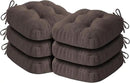 Chair Cushions for Dining Chairs, Dining Chair Cushions, Tufted Indoor Chair Pads with Ties & Non Slip Backing, Seat Cushions for Kitchen Chairs 16.5” x 16.5” x 3.5”, Set of 6, Brown by GreenHaven Gardens