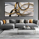 SOUGUAN Living Room Decor for Wall Abstract Wall Art 30x60in Black and Gold Wall Art Round Ring Wall Decoration for Bedroom Dining Room Home Office Ready to Hang by CozyNest Decor