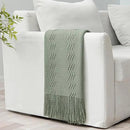 MIULEE Sage Knitted Throw Blanket for Couch Boho Green Textured Cozy Woven Decorative Farmhouse Blanket with Tassels for Sofa Chair Bed Living Room, Lightweight Spring Home Decor 50"x60" by CozyNest Decor