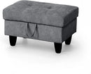 Ottoman Rectangular Storage Ottoman Bench, Flannel Footrest Stool Footstool with Lid for Living Room, Bedroom, Entryway, Dark Gray, 28.5"x19"x17.5" by CozyNest Decor