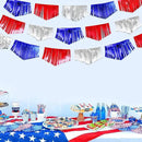 Blue Red Silver Tassel Banner Metallic Fabric Pennant Bunting Flag for 4th of July American USA National Day Patriotic Veterans Graduation Wedding Birthday Retirement Nautical Party Decorations by GreenHaven Gardens