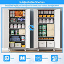 Metal Garage Storage Cabinet with Wheels & Pegboard, Lockable Metal Storage Cabinets with 2 Doors&5 Adjustable Shelves for Garage&Home,Assembly Required,Gray White 71''H x32''W x16''D by GreenHaven Gardens