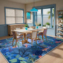 LIVEBOX Washable Jungle Animal Print Rugs 9x12 Blue Rugs for Living Room, Stain Resistant Soft Kids Area Rugs for Bedroom, Non-Skid Modern Dining Room Rug Floor Carpet for Playroom Kids Nursery by CozyNest Decor