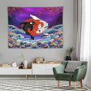 Houselerax Japanese Koi Fish Tapestry, Yin Yang Big Wave Cherry Blossom Tapestries Wall Hanging for Bedroom Living Room Office Decor 80"x60" by CozyNest Decor