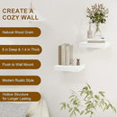 8 Inch Deep Floating Shelves White, Rustic Wood Floating Shelf for Home Decor, 8 x 8 Inch Square Wall Shelves, Wooden Storage & Display Shelves for Kitchen, Bathroom, Living Room, Set of 2 by CozyNest Decor