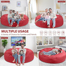 7FT Bean Bag Chair, Large Bean Bag Chairs with Memory Foam Filled, Fluffy Beanbag Sofa with Dutch Velvet Cover, Round BeanBag Chairs for Living Room, Playroom - Red by TinyTreasures Baby Boutique