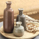 Ceramic Vases Set of 3, Neutral Rustic Farmhouse Vases Home Decor Decorative Flower Vase Modern Boho Pampass Vase for Table Mantel Entryway Shelf Living Room Kitchen Bathroom - Brown by CozyNest Decor