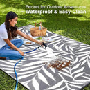 OLANLY Waterproof Outdoor Rug 6x9 ft, Reversible Outdoor Plastic Straw Rug with Leaf Pattern, RV Mat, Indoor Outdoor Carpet for Patio, Camping, Balcony, Deck, Backyard, Grey & White by CozyNest Decor
