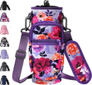 32 40 oz Water Bottle Carrier with Strap, Neoprene Water Bottle Sleeve Bag with 2 Pockets Insulated Flask Sling Holder for Walking Hiking Gym by TinyTreasures Baby Boutique