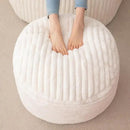 HIGOGOGO Round Stuffed Pouf Ottoman, Stripe Faux Fur Poufs with Foam Chunk Filling, Furry and Fluffy Pouf Foot Stool Storage Ottoman, 20 X 15 Floor Poufs Foot Rest for Living Room, Beige by CozyNest Decor