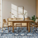 Floral 8x10 Area Rug for Living Room, Large Washable Blue Rugs, Soft Non Slip Carpets, Stain Resistant Low Pile Carpet for Indoor Dining Bedroom Under Table Home Office Nursery, Blues Garden by TinyTreasures Baby Boutique