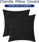 CaliTime Throw Pillow Covers Decorative 22 X 22 Inches Pack of 2 Cozy Chenille Cushion Cases for Couch Sofa Bed Living Room Home Black by CozyNest Decor