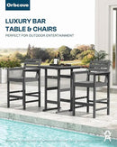 Tall Adirondack Chairs Set of 4, HDPE Wood Balcony Adirondack Chairs Set with Heart Cutout Design, Weather-Resistant Bar Height Furniture for Deck, Porch, Pool (Grey) by GreenHaven Gardens