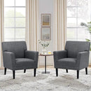 COLAMY Accent Chair Set of 2 for Living Room, Modern Upholstered Fabric Accent Armchair with Back, Soft Single Sofa Chair with Arms for Bedroom/Office/Reception Room, Dark Grey by CozyNest Decor