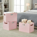 3-Pack Foldable Fabric Storage Bins with Durable PU & Metal Handles, Collapsible Storage Baskets for Shelves, Home Storage, Closet Organizers, Living Room(17"x11.8"x11.8", Pink) by CozyNest Decor