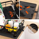 Godboat Dish Drying Rack, Dish Rack with Auto-Drain & Mat, Dish Drainers for Kitchen Counter, Glass Organizer for 4 Cups, 3 Slots Utensil Holder, Gifts for Women Mothers Day, Kitchen Gadgets & Decor by CozyNest Decor