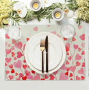 Pink Love Heart Valentine's Day Placemats Set of 4 Valentine Seasonal Holiday Linen Table Mats 12x18 Inch Anniversary Wedding Sweet Romantic Place Mats for Party Kitchen Dining Outdoor Indoor Decor by CozyNest Decor