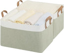 StorageWorks Storage Bins, Fabric Storage Bins for Shelves, Large Storage Baskets with Metal Frame, Closet Baskets and Bins with Handles, Green and White, 2-Pack by TinyTreasures Baby Boutique