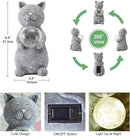 Solar Cat Statue - Garden Decor with LED Lights, Perfect for Mom or Grandma (Gray Cat) by GreenHaven Gardens