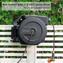 Giraffe Tools AW505/8 Retractable Garden Hose Reel 5/8" x 115+5 ft, Heavy Duty Wall Mounted Water Hose Reel Automatic Rewind, 180 Deg Swivel Bracket, Slow Retraction, 115ft, Dark Grey by GreenHaven Gardens