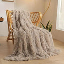 XeGe Luxury Faux Fur Throw, Soft 50x60 Fluffy Blanket, Shaggy Plush Decorative Couch Blanket, Winter Fall Cute Fuzzy Furry Lap Throw for Office Bedroom Living Room Khaki by CozyNest Decor