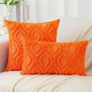 decorUhome Fall Throw Pillow Covers 22x22 Inch Set of 2, Soft Plush Decorative Faux Fur Orange Solid Couch Pillow Covers, Accent Farmhouse Neutral Square Euro Pillow Cases for Sofa Bed Living Room by CozyNest Decor