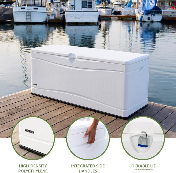 LIFETIME Outdoor Storage Deck Box, 130 Gallon, Arctic White, Lockable, UV-Protected, for Decks and Marine Docks, photo 2 of 6