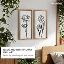 3D Black and White Wall Art (Set of 2) Lightweight, Wooden Ready-to-Hang Framed Floral Wall Art for Bathroom, Bedroom, Living Room or Office – Boho Botanical Farmhouse Decor – Gift-Boxed by CozyNest Decor