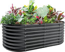 Land Guard 24“ Tall Galvanized Raised Garden Bed Kit, Galvanized Planter Garden Boxes Outdoor, Oval Large Metal Raised Garden Bed for Vegetables (Dark Gray, 4×2×2ft) by GreenHaven Gardens