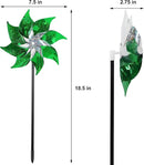 Hausse 10 Pack Reflective Pinwheels Holiday Decor, Extra Sparkly Wind Sculptures for St. Patrick's Day Decorations Party Supplies, Deterrent to Scare Birds Away from Garden Yard Patio Farm, Green by CozyNest Decor
