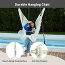 Hanging Hammock Chair Swing MAX 500 lbs Outdoor Hanging Chair with Footrest Indoor Swing Chair with Portable Steel Spreader Bar and Hardware Kit for Bedroom Living Room Patio Porch - White by GreenHaven Gardens