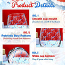 Sliner 2 Pack Patriotic Stemless Wine Glasses 17oz Red Blue Bow Drinking Glasses Independence Day Tumbler Cups for 4th of July Party Supplies Memorial Day Gift Decorations by CozyNest Decor