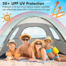 WhiteFang Beach Tent Anti-UV Portable Sun Shade Shelter for 3/4/6/8 Person, Extendable Floor with 3 Ventilating Mesh Windows Plus Carrying Bag, Stakes and Guy Lines by TinyTreasures Baby Boutique