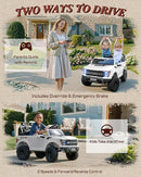 24V Kids Ride On Truck, Licensed Ford F-150 Raptor 2 Seater Electric Car w/Remote Control, Toddler Ride On Car Toys w/LED Lights, Bluetooth, Music, Truck Bed Storage, Soft Start (White) by TinyTreasures Baby Boutique