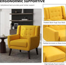 UIXE Accent Chair, Modern Upholstered Armchair in Fabric for Living Room, Comfy Club Arm Chairs Single Sofa Button Tufted Bedroom Reading Seat - Yellow, Set of 1 by CozyNest Decor