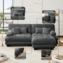 Loveseat Modular Sectional Sofa, L Shaped Couch with Ottoman, Cloud Couch Sectional Couch Home Sofa Living Room Oversized Couch Deep Seat Couch with Round Bolster Armrests 4 Pillows(Gray) by CozyNest Decor