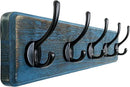 Dseap Coat Rack Wall: Patented, Heavy-Duty, 5-Double-Hooks Wooden Wall Mounted Coat Rack Coat Hanger Hook Rail for Winter Coats Hat Jacket Clothing, Weathered Blue by CozyNest Decor