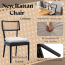 Rattan Dining Chairs Set Of 4 , Mid Century Modern Black Wooden Cane Back Chairs with Removable Linen Cushion , Retro Farmhouse Upholstered Kitchen & Dining Room Chairs for Restaurant Living Room by CozyNest Decor