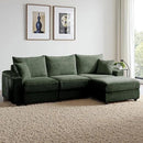 Modular Sectional Sofa Couch, Plush Corduroy Fabric Sectional Couches for Living Room with USB Charging Ports, Phone Holders, and Multi-Functional Storage Armrests (Green, 3set+1ottoman) by CozyNest Decor