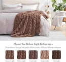 Amélie Home Faux Fur Throw Blanket for Couch, Cozy Fuzzy Fluffy Fur Luxurious Soft Striped Plush Gift Blankets for Family Sofa Chair Bed Living Room Bedroom, 55"x70", Light Coffee by CozyNest Decor