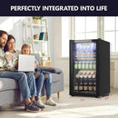 Beverage Refrigerator and Cooler, 126 Can Mini fridge with Plastic Door, Beverage Cooler with Digital Temperature Display & Adjustable Shelves for Soda Beer or Wine, Black by CozyNest Decor